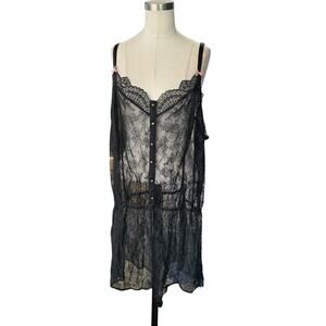 CACIQUE BLACK LACE BABYDOLL LINGERIE SET SIZE 22/24 PLUS